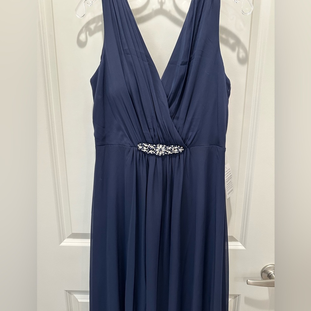 NWT Eliza J navy Embellished high low chiffon dress size 12 - Picture 4 of 9